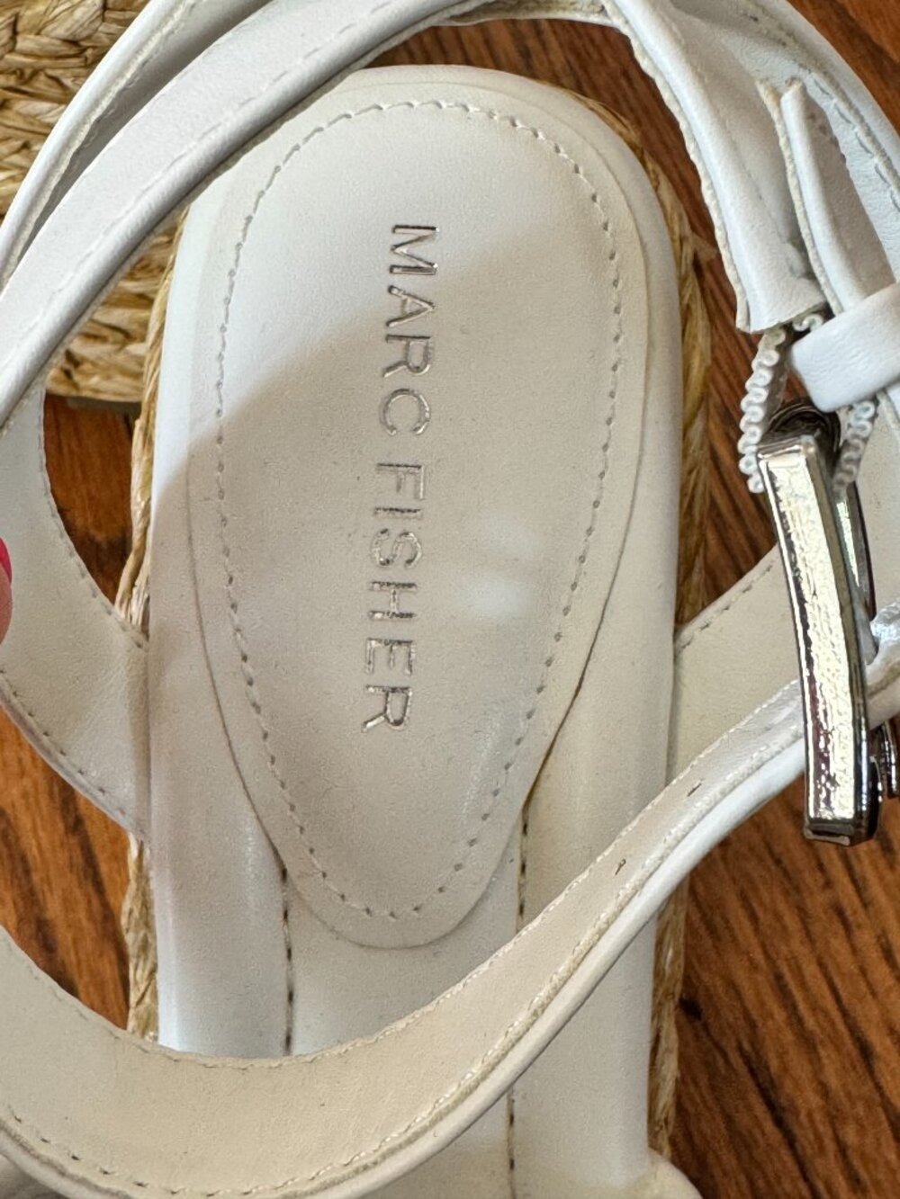 Marc Fisher Espadrille Wedge Sandals Ivory Woven Ankle Strap Size 8.5M - Picture 6 of 13